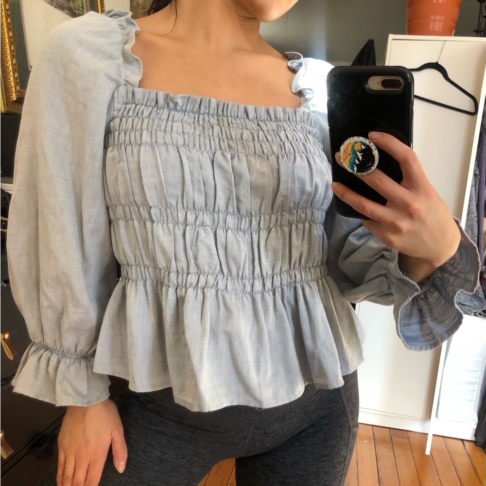 Who What Wear light blue blouse